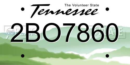 2BO7860 Tennessee License Plate