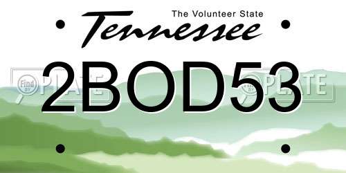 2BOD53 Tennessee License Plate