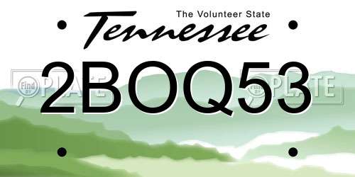 2BOQ53 Tennessee License Plate