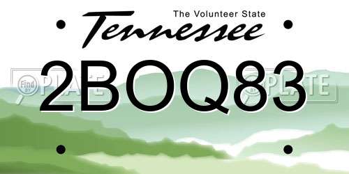 2BOQ83 Tennessee License Plate