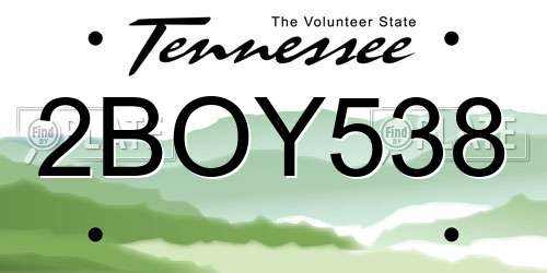 2BOY538 Tennessee License Plate