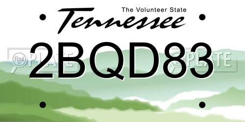 2BQD83 Tennessee License Plate