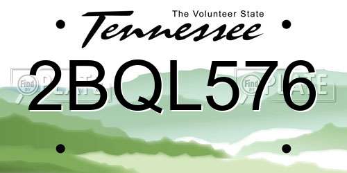 2BQL576 Tennessee License Plate