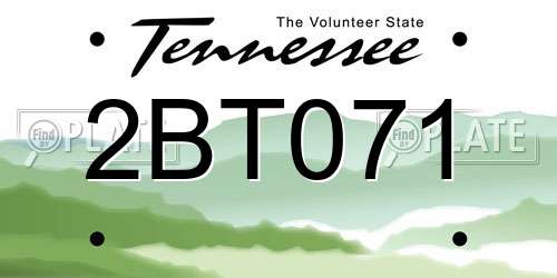 2BT071 Tennessee License Plate