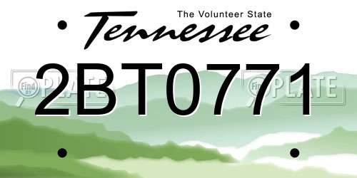 2BT0771 Tennessee License Plate