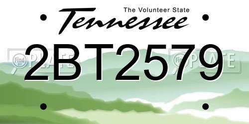 2BT2579 Tennessee License Plate
