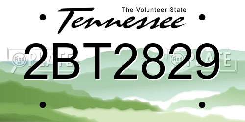2BT2829 Tennessee License Plate