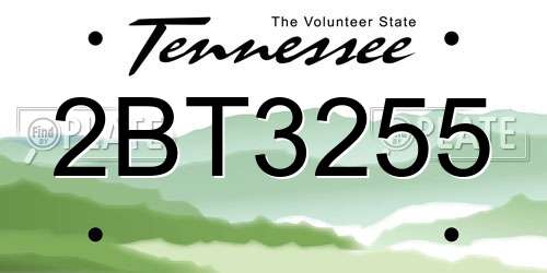 2BT3255 Tennessee License Plate