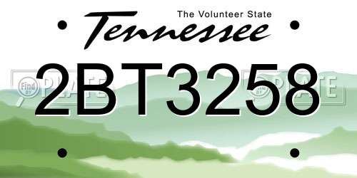 2BT3258 Tennessee License Plate