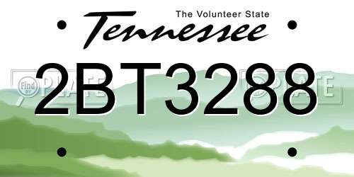 2BT3288 Tennessee License Plate