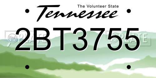 2BT3755 Tennessee License Plate