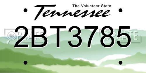 2BT3785 Tennessee License Plate