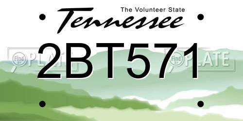 2BT571 Tennessee License Plate