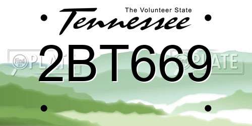 2BT669 Tennessee License Plate