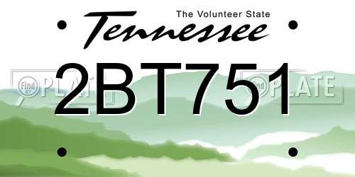 2BT751 Tennessee License Plate