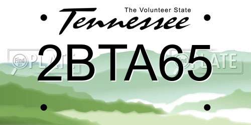 2BTA65 Tennessee License Plate