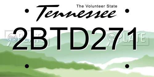 2BTD271 Tennessee License Plate