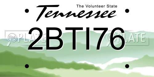 2BTI76 Tennessee License Plate