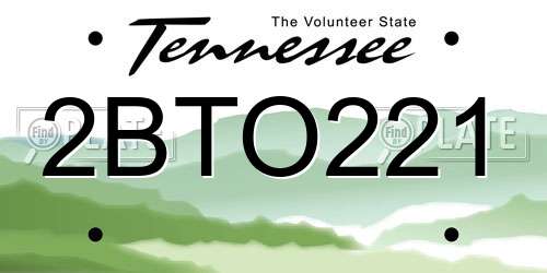 2BTO221 Tennessee License Plate