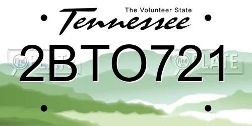 2BTO721 Tennessee License Plate