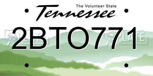 2BTO771 Tennessee License Plate