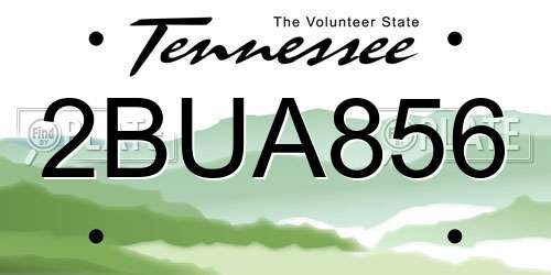 2BUA856 Tennessee License Plate
