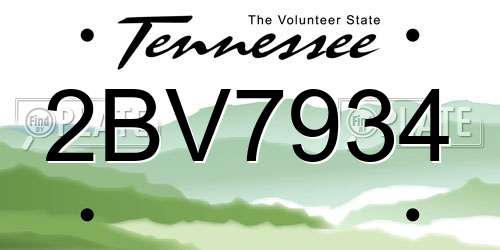 2BV7934 Tennessee License Plate
