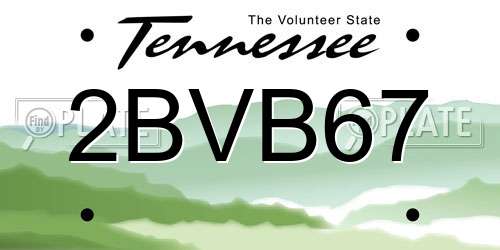 2BVB67 Tennessee License Plate