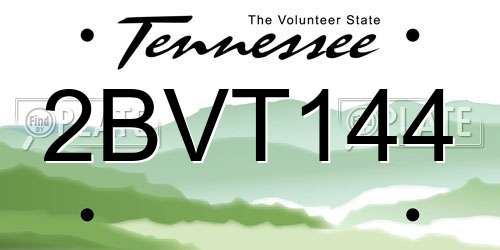 2BVT144 Tennessee License Plate