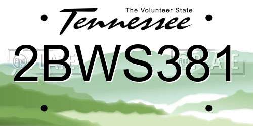 2BWS381 Tennessee License Plate
