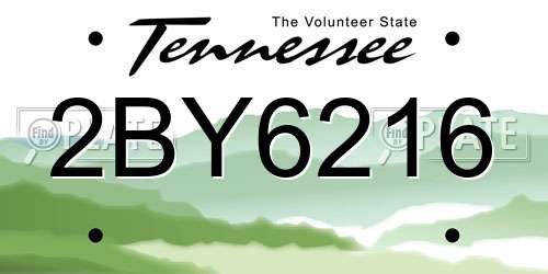 2BY6216 Tennessee License Plate