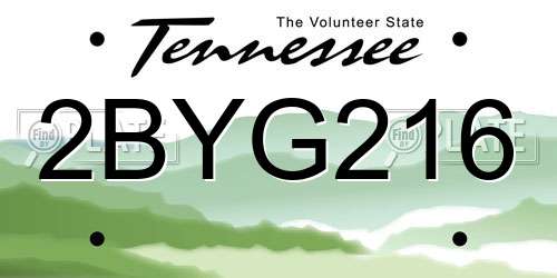 2BYG216 Tennessee License Plate
