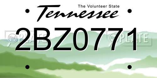 2BZ0771 Tennessee License Plate