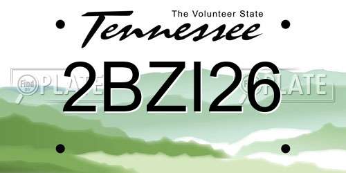 2BZI26 Tennessee License Plate