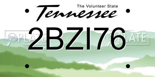 2BZI76 Tennessee License Plate