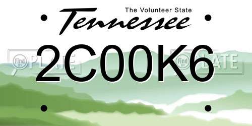 2C00K6 Tennessee License Plate