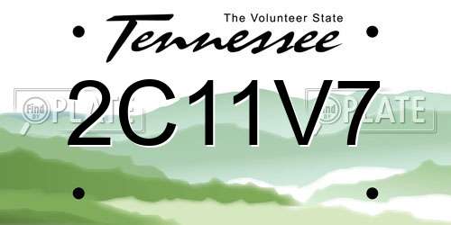 2C11V7 Tennessee License Plate
