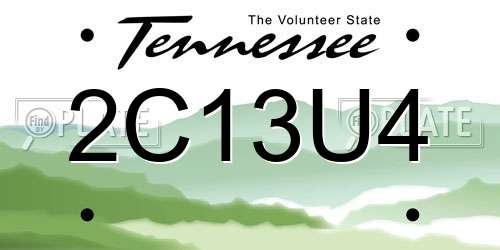 2C13U4 Tennessee License Plate