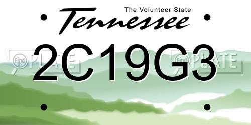 2C19G3 Tennessee License Plate