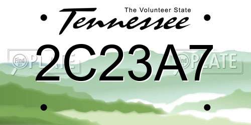 2C23A7 Tennessee License Plate
