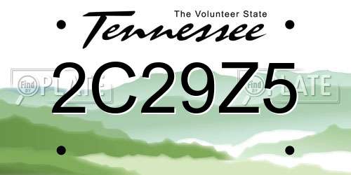 2C29Z5 Tennessee License Plate