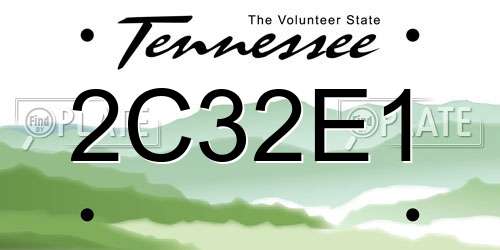 2C32E1 Tennessee License Plate