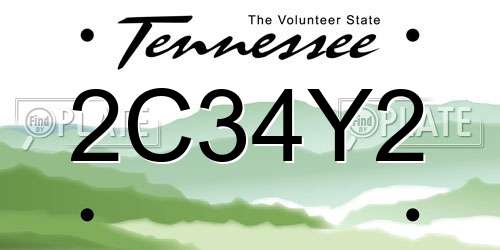 2C34Y2 Tennessee License Plate