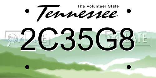 2C35G8 Tennessee License Plate