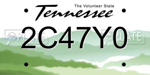 2C47Y0 Tennessee License Plate
