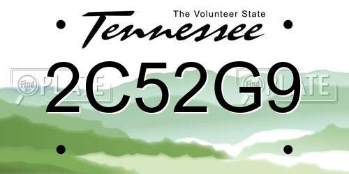 2C52G9 Tennessee License Plate