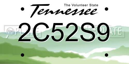 2C52S9 Tennessee License Plate