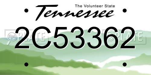 2C53362 Tennessee License Plate