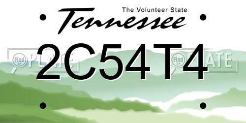 2C54T4 Tennessee License Plate