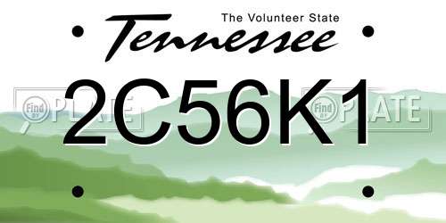 2C56K1 Tennessee License Plate